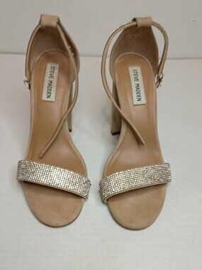 Steve Madden Kalina Rhinestone Ankle Strap Block Heel Sandals Size Women's 7.5M